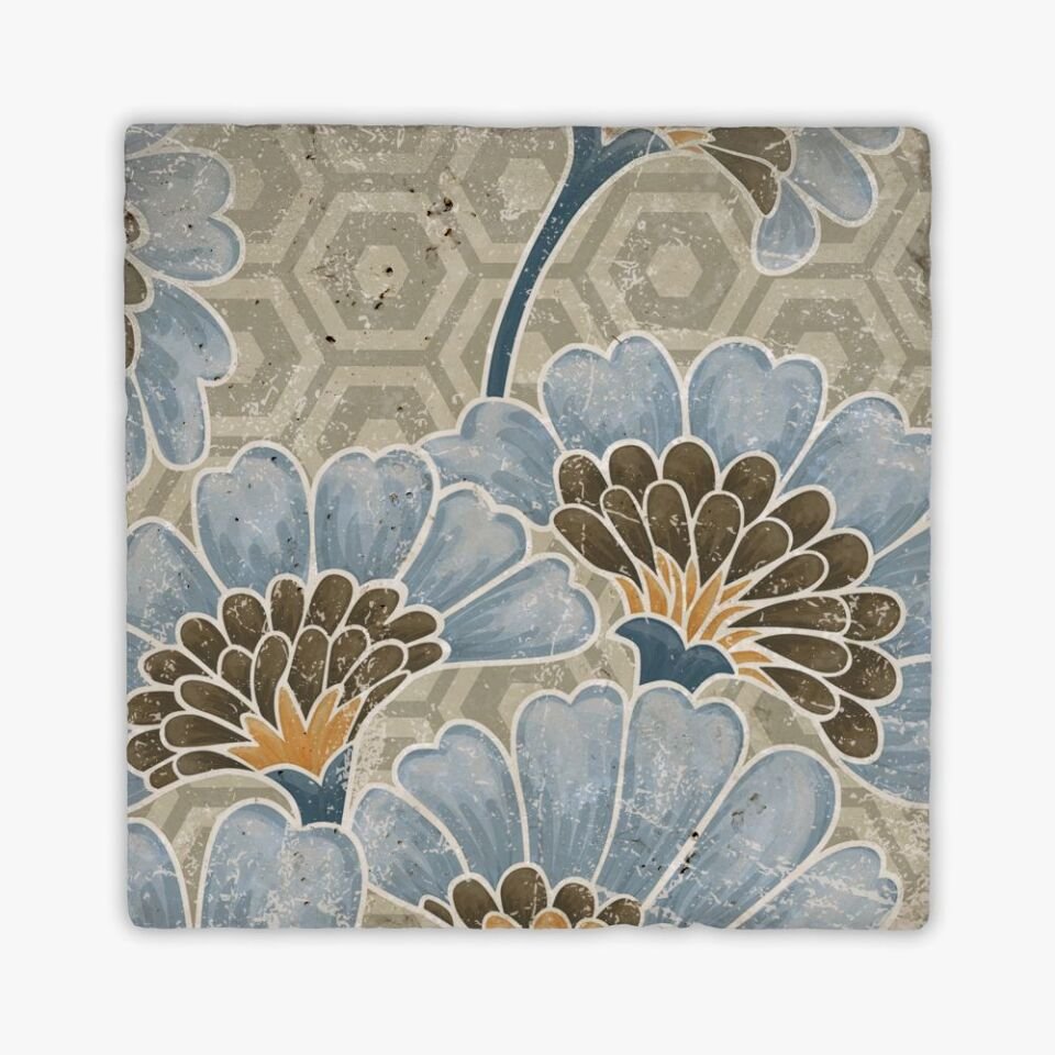 Desenli Doğal Taştan Dekoratif Karo - Quintet Teması - 037