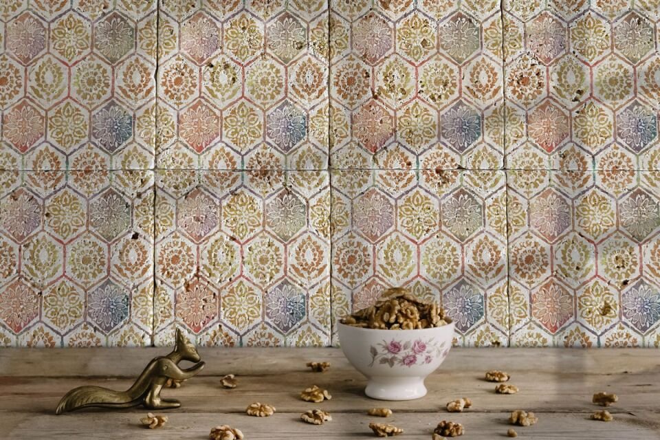 Desenli Doğal Taştan Dekoratif Karo - Vintage Teması - 069