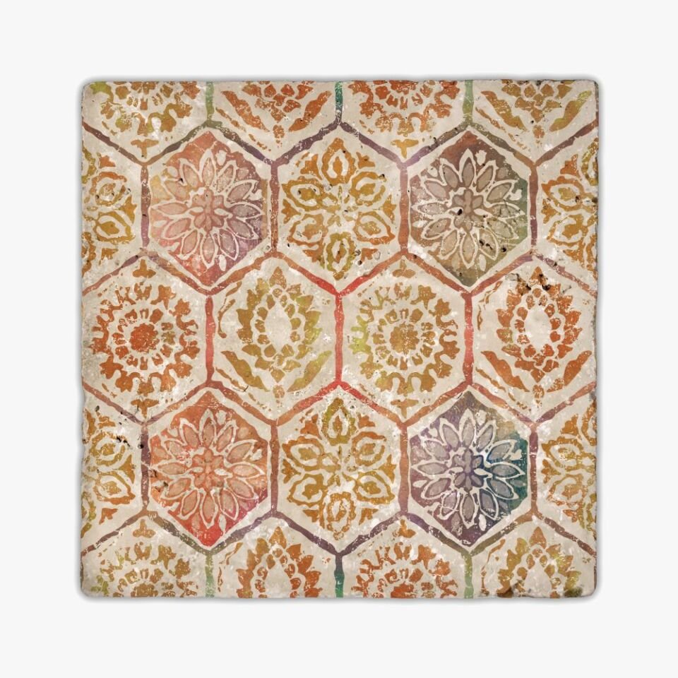 Desenli Doğal Taştan Dekoratif Karo - Vintage Teması - 069