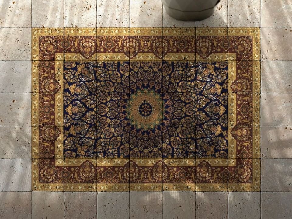 Desenli Doğal Taştan Halı - Oriental Teması - 001