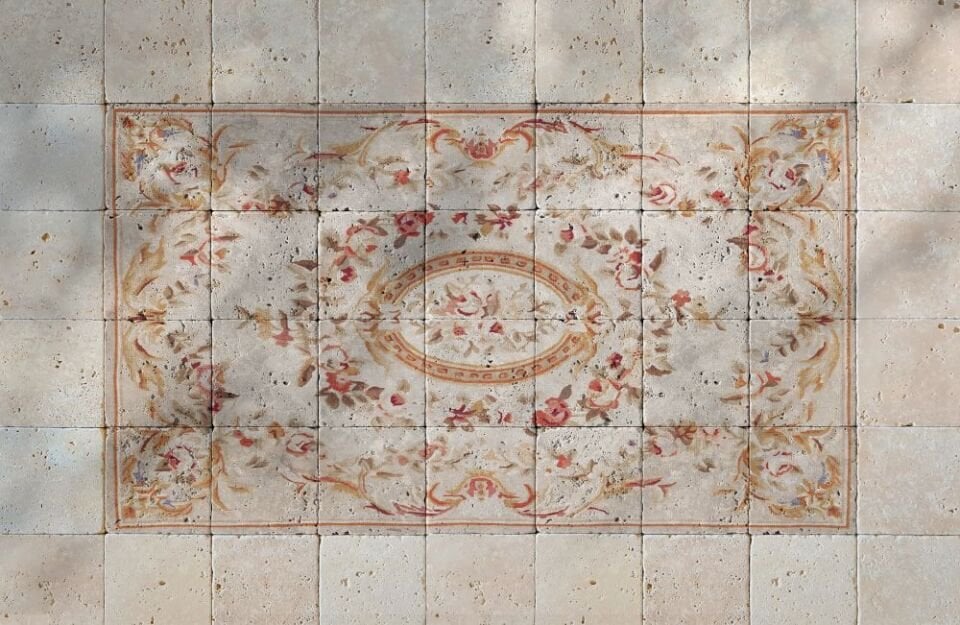 Desenli Doğal Taştan Halı - Palace Teması - 002