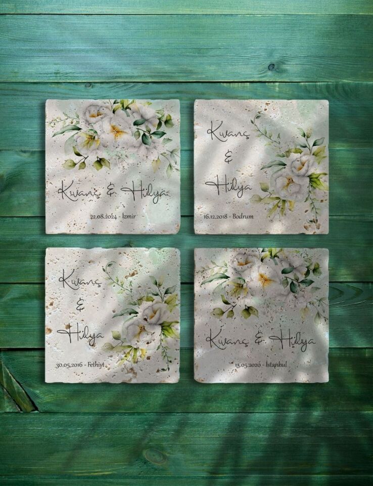 Sonsuz Anlar – Kişiye Özel Traverten Bardak Altlığı