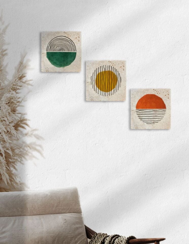 Doğal Taş Duvar Tablo 3'lü Set – Solstice – 003