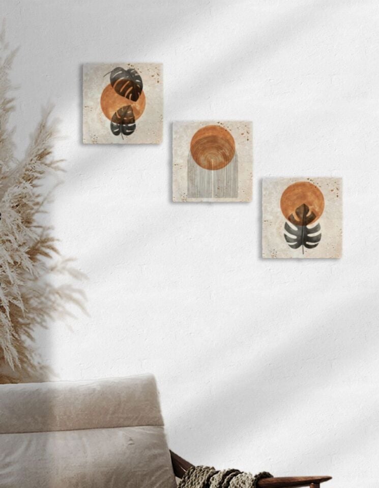 Doğal Taş Duvar Tablo 3'lü Set – Terra – 006