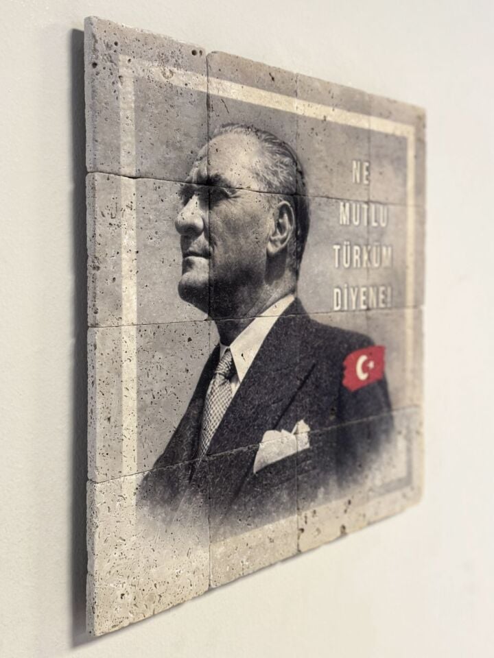 Doğal taş Tablo Atatürk - 40x40cm - 001