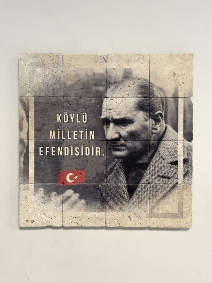Doğal taş Tablo Atatürk - 40x40cm - 002