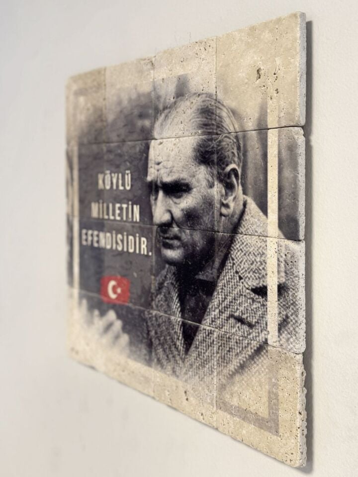 Doğal taş Tablo Atatürk - 40x40cm - 002