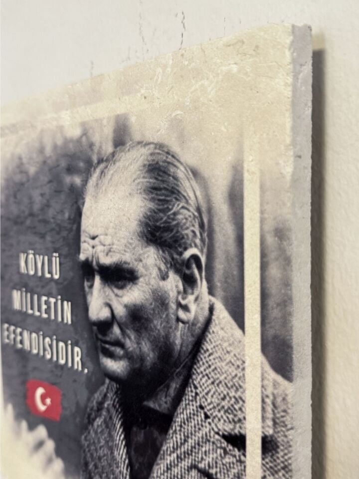 Masif Ahşap Stand & Limra Taşından Atatürk Portresi | Çift Kullanım Stand & Duvar - 016